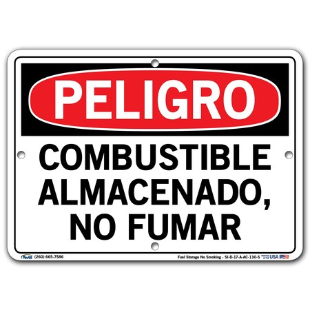 Vestil Aluminum Composite Sign, 7-1/2" Height, 10-1/2" Width, Aluminum Composite, Rectangle, Spanish SI-D-17-A-AC-130-S